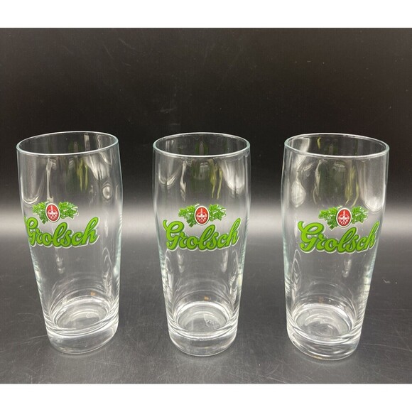 VTG Netherlands GROLSCH Beer Clear Drinking Glass 14oz Set of 3 - Picture 1 of 5